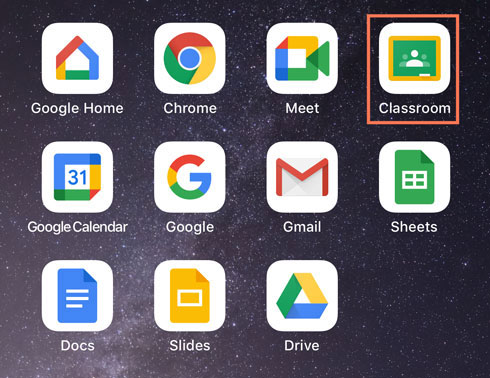 tapping the Google Classroom app
