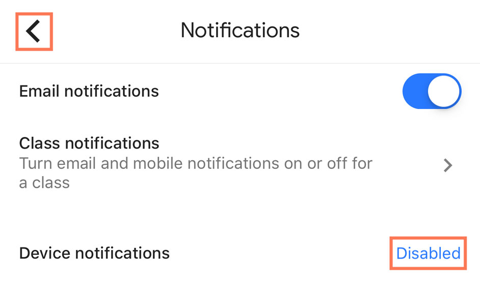 enabling or disabling Device notifications
