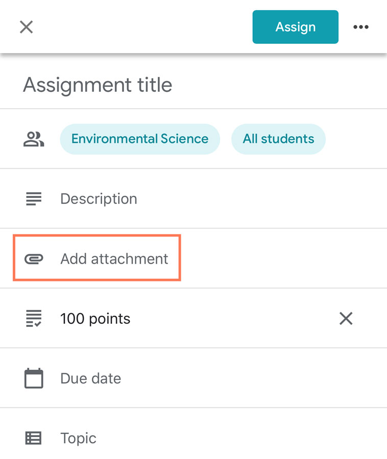 tapping Add attachment