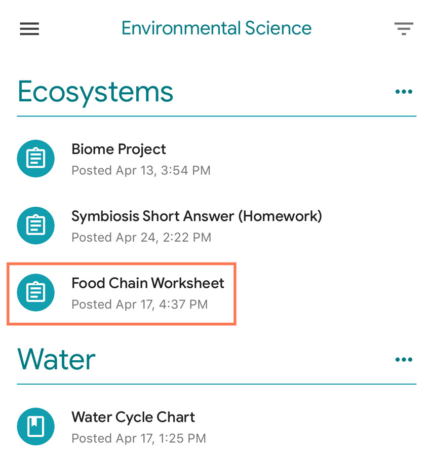 tapping an already created assignment