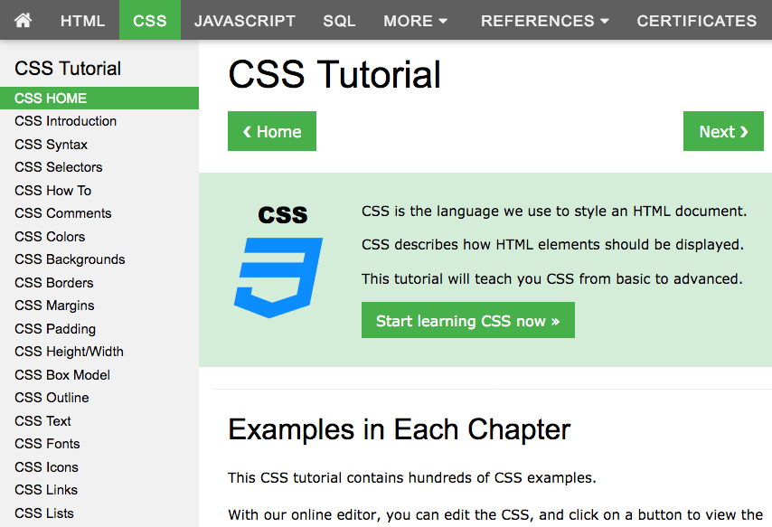 w3schools CSS tutorial