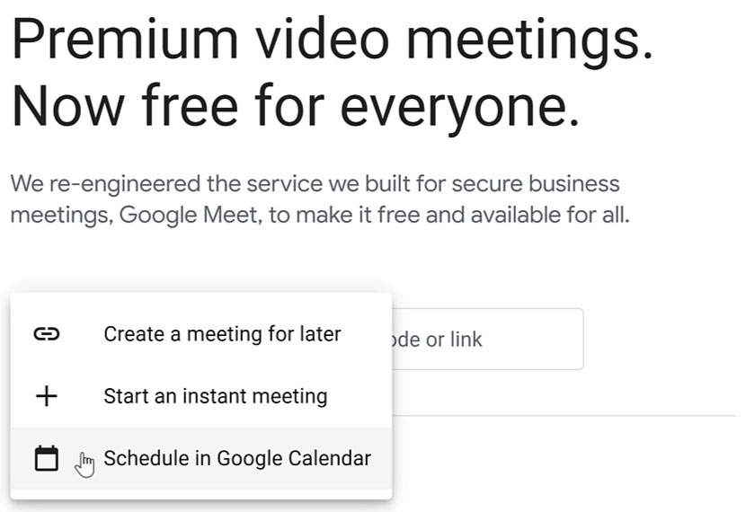 clicking Schedule in Google Calendar