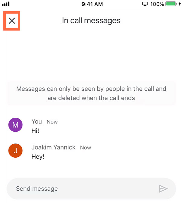 tapping the X to close out of In call messages