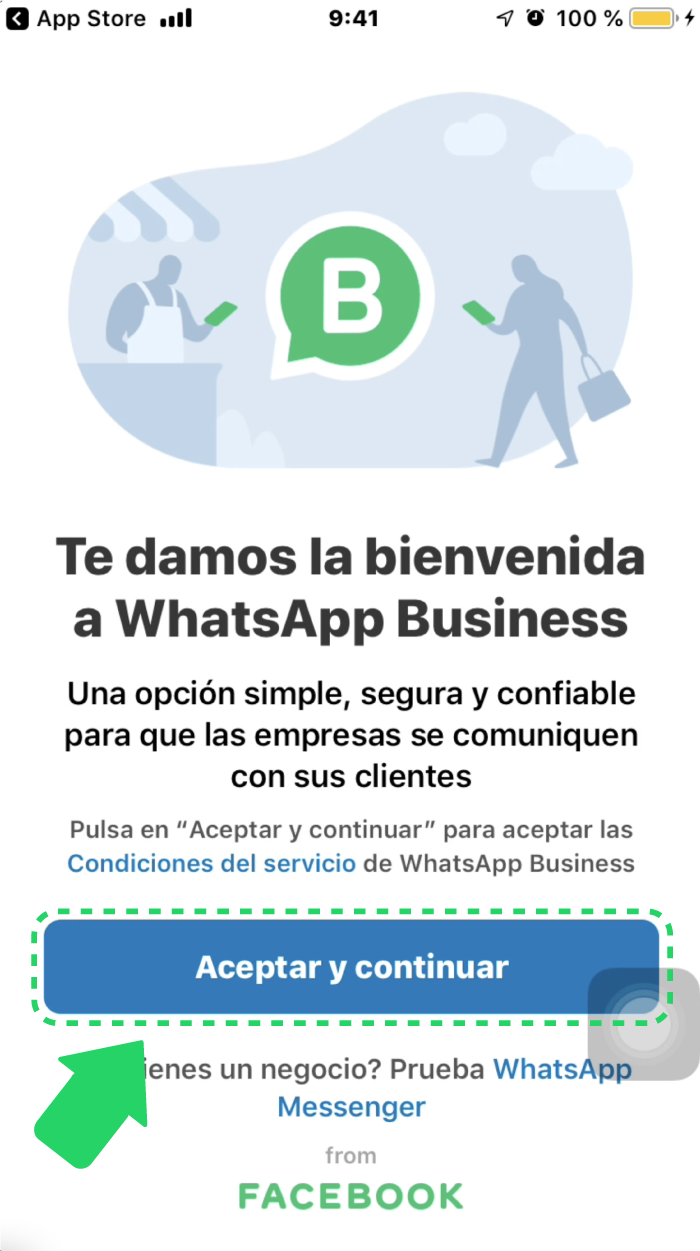 Cómo crear una cuenta de WhatsApp Business en iOS.