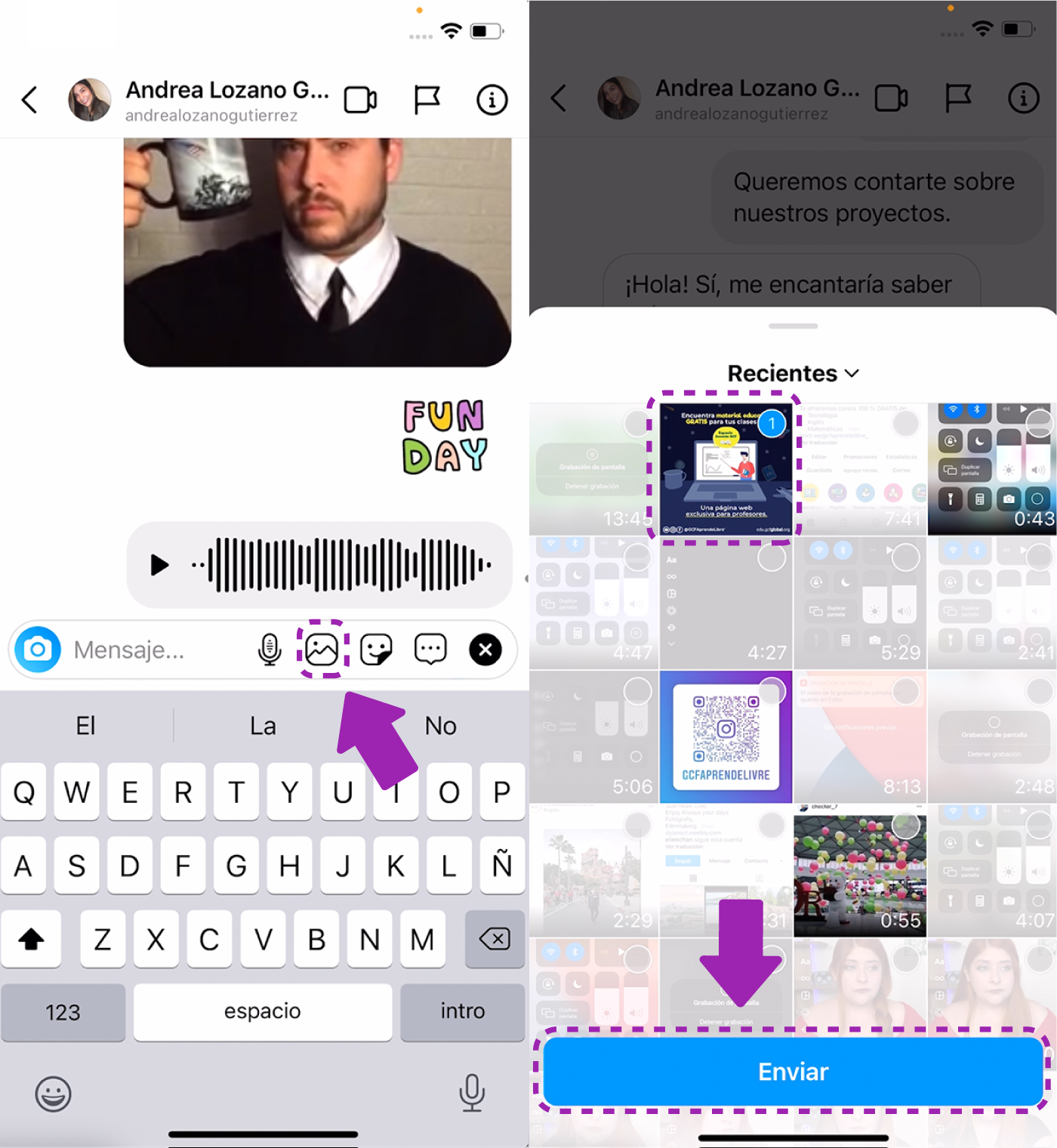 Cómo enviar imágenes por el DM de Instagram