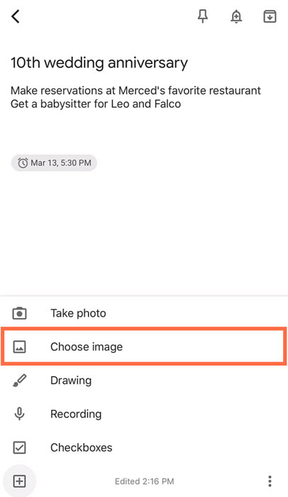 selecting Choose image