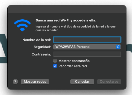 Ingresar contraseña a red WiFi para acceder a internet