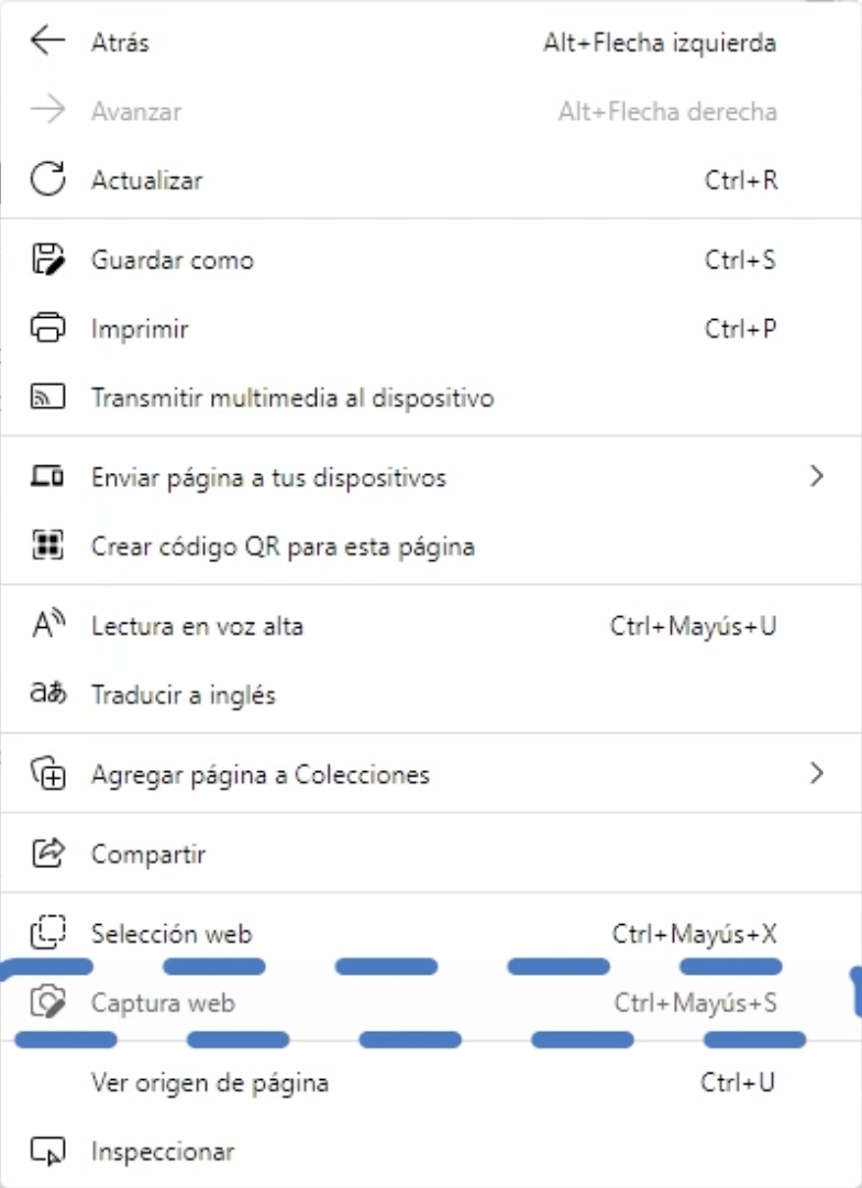 Captura web en Microsoft Edge