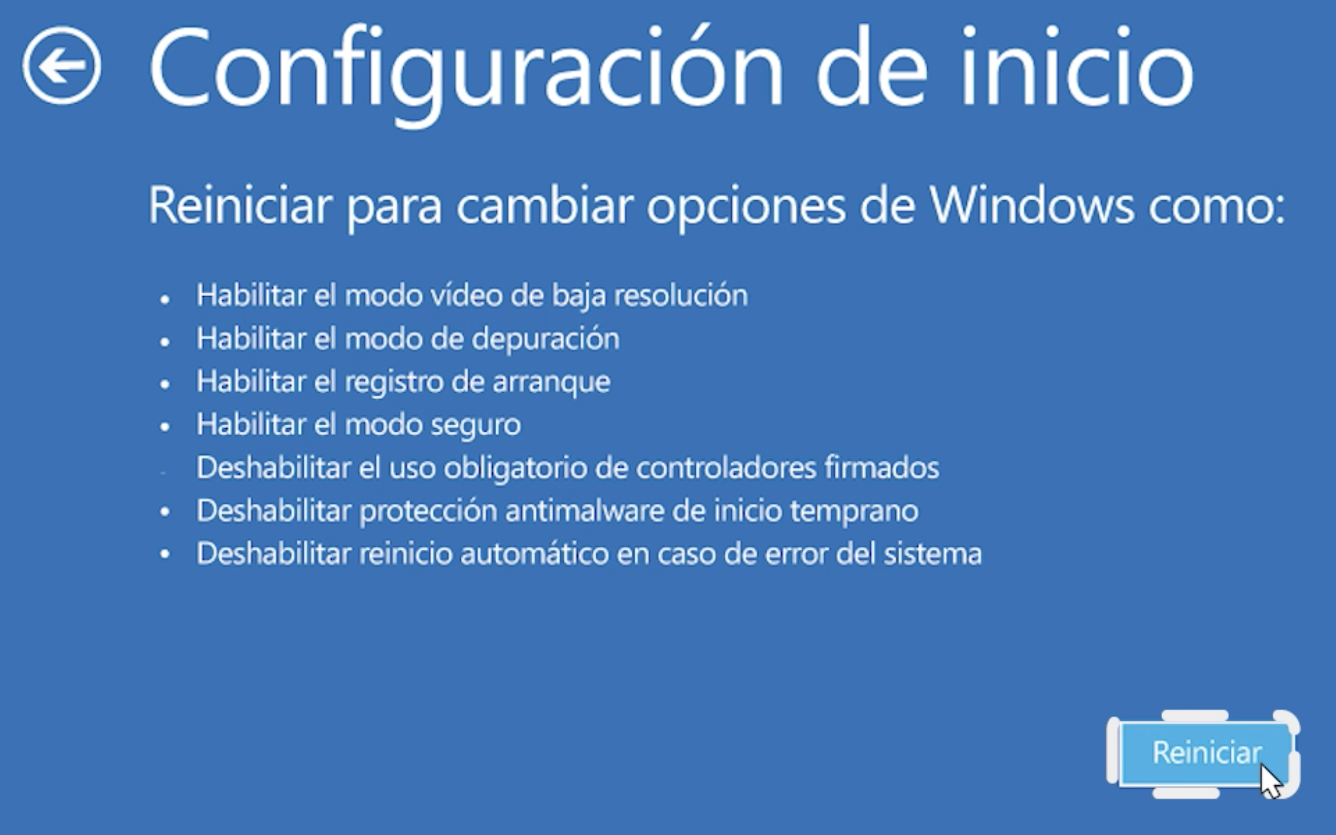 Modo seguro de Windows 10 activar 