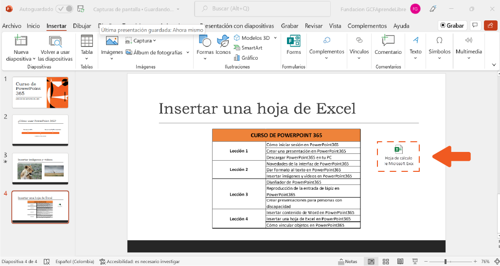 Cómo vincular objetos de Excel a PowerPoint 365