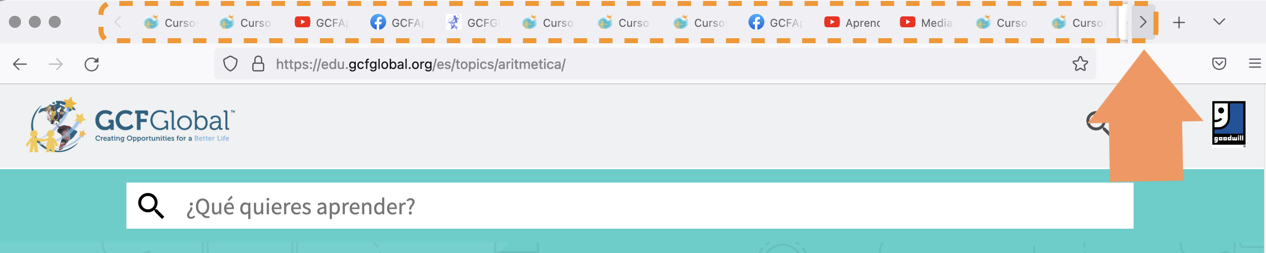 Barra de pestañas de navegación de Mozilla Firefox