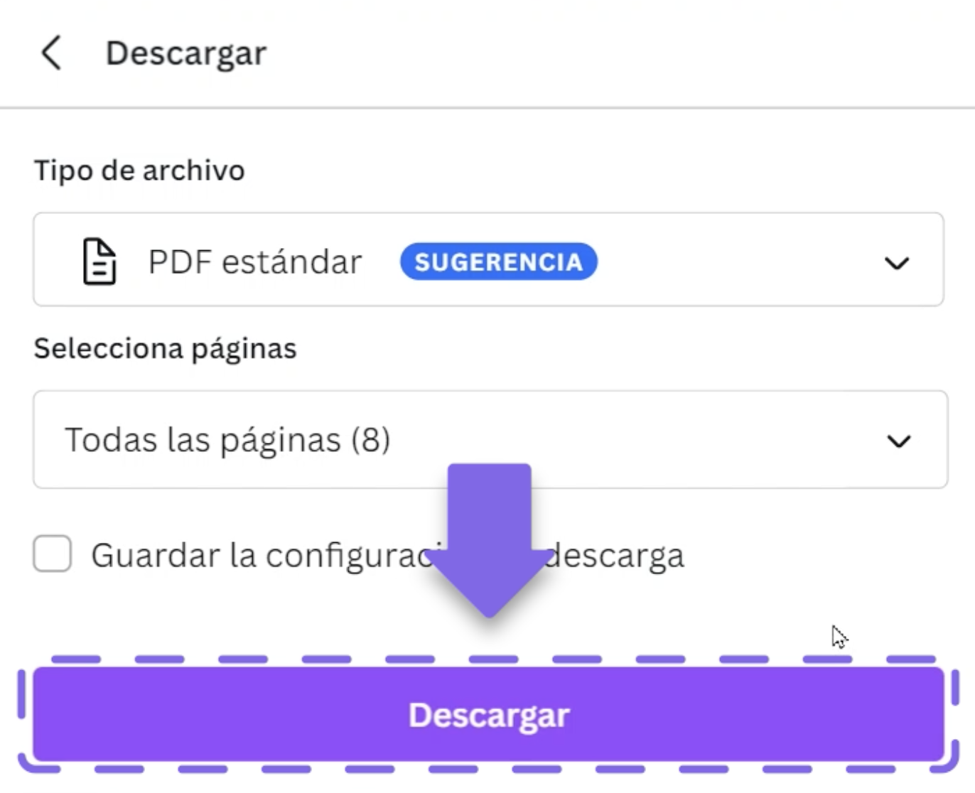 Descarga tus diseños de Canva