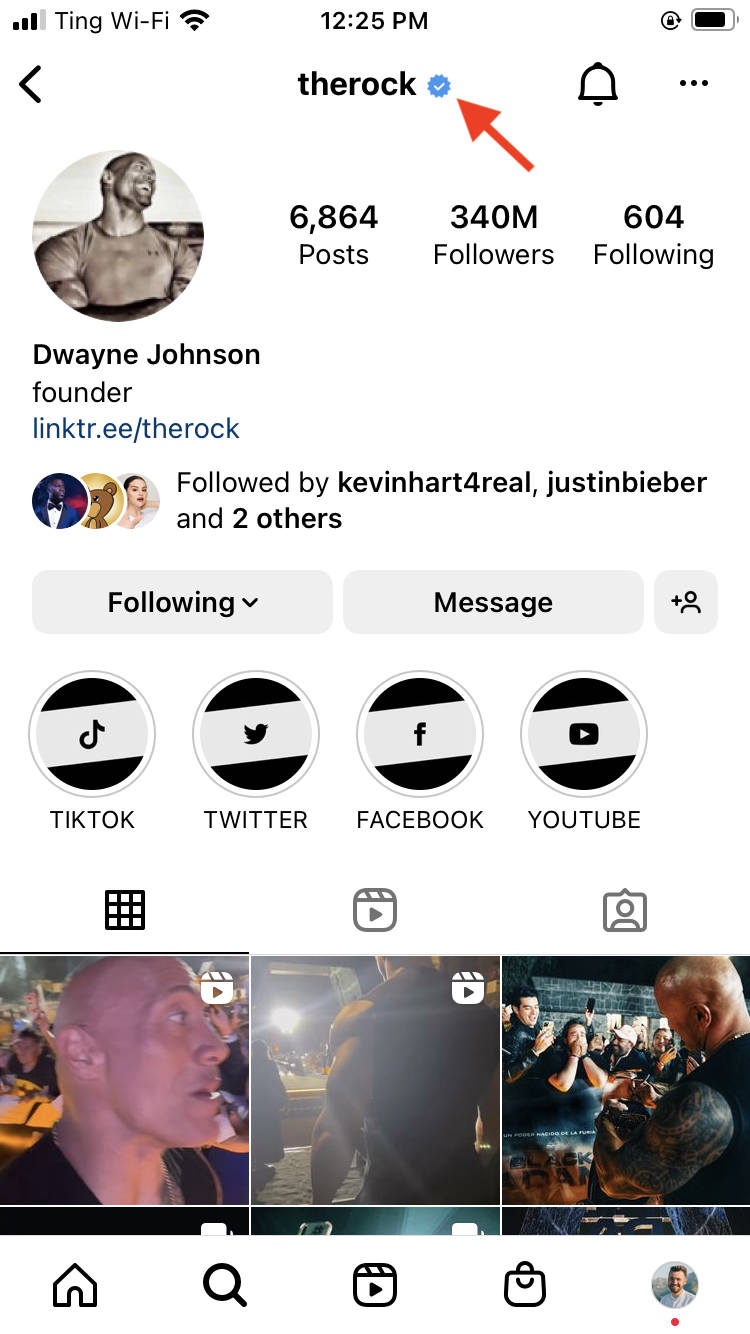 Instagram profile page