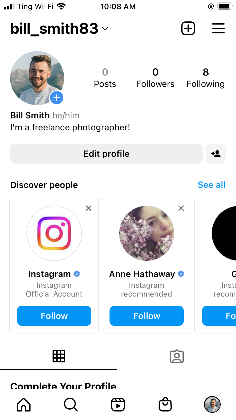 Begin by going to your Instagram profile.