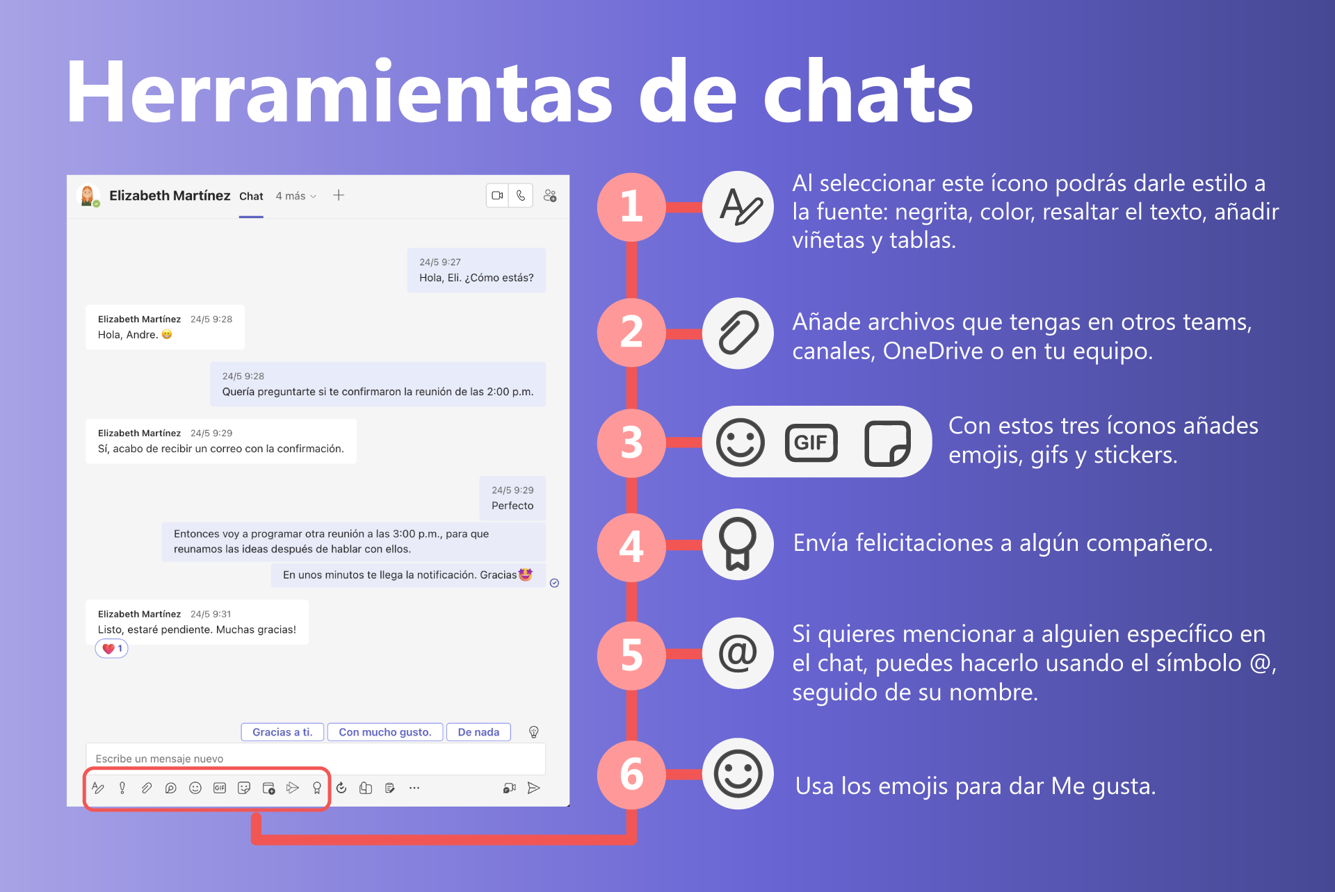 Herramientas de los chats en Microsoft Teams, chats en Microsof Teams.