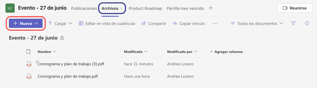 Subir y compartir archivos en Microsoft Teams