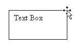 text box with crosshair pointers.