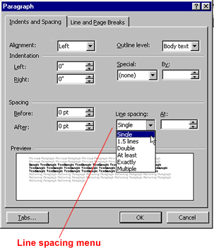 paragraph dialog box