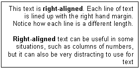Right aligned text