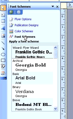 font scheme task pane