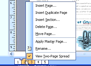 Context menu with Two-Page spread
