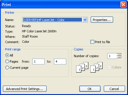 Print dialog box