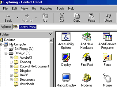 Control Panel Viewed in Windows Explorer