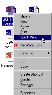 QuickView Selected on Pop-Up Menu