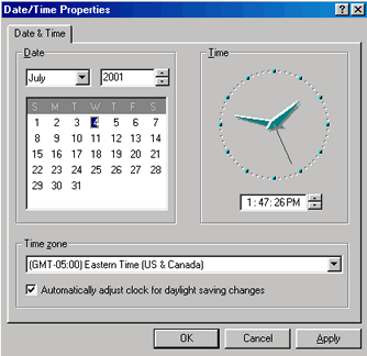 Date/Time Properties dialog box