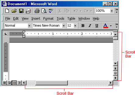 Window with scroll bars labeled