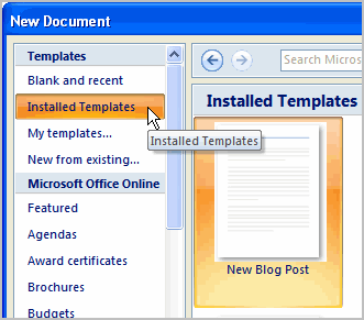Installed Templates