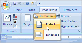 how to change page layout in word 2007