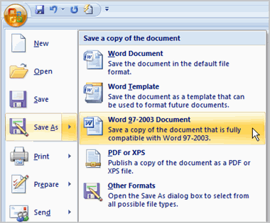 microsoft word 2007 save as