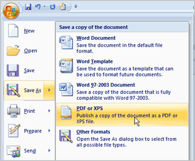 microsoft office 2007 save as pdf file