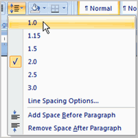 how to reduce spacing between lines in word 2007