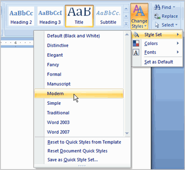 where is the quick style pane in word 2013