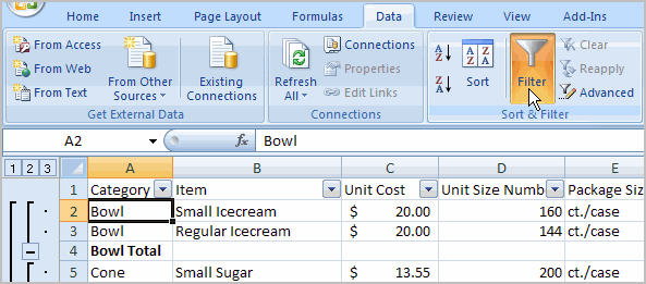 Excel 2007 Sorting Grouping And Filtering Cells 5840