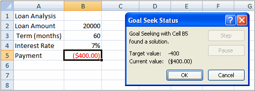 Goal Seek End of Example