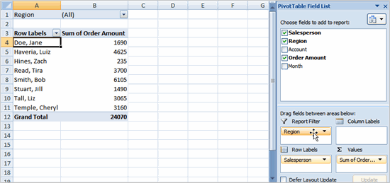 pivot tables excel 2007 tutorial