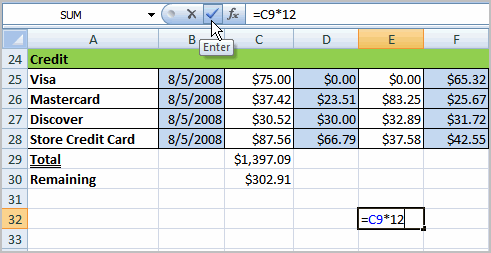 Excel 2007: Creating Simple Formulas