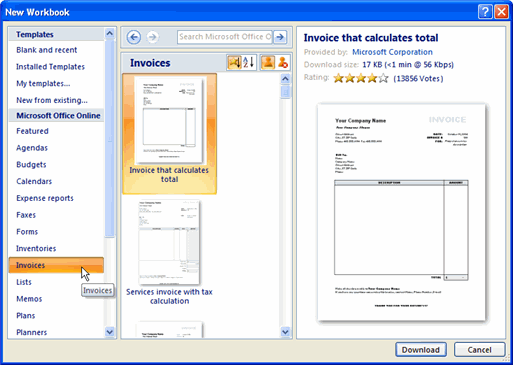 microsoft office excel 2007 templates