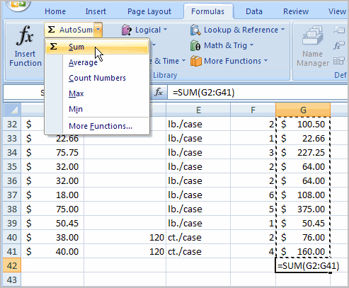 function microsoft excel 2007