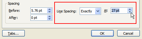 Exact Line Spacing Options