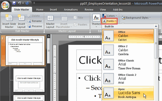 how to use slide master in powerpoint 2007