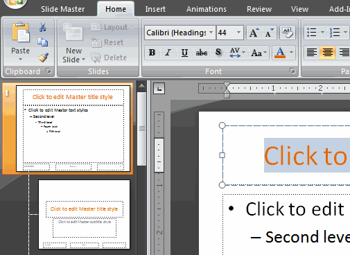 how to use slide master in powerpoint to change color text