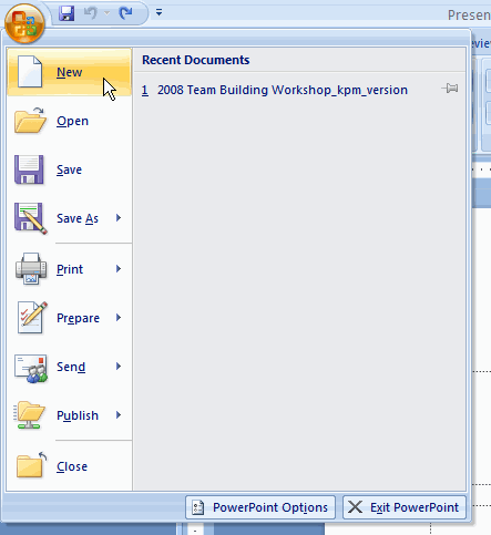 Microsoft Office button New Option