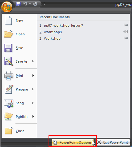 PowerPoint Options