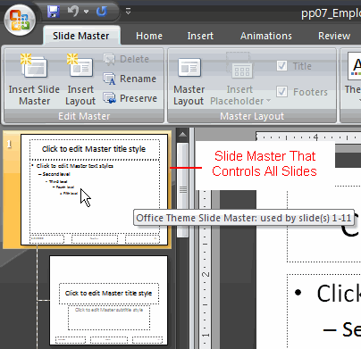 powerpoint slide master not working