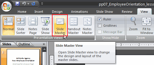 slide master powerpoint definition