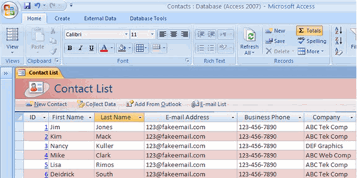 microsoft access database samples